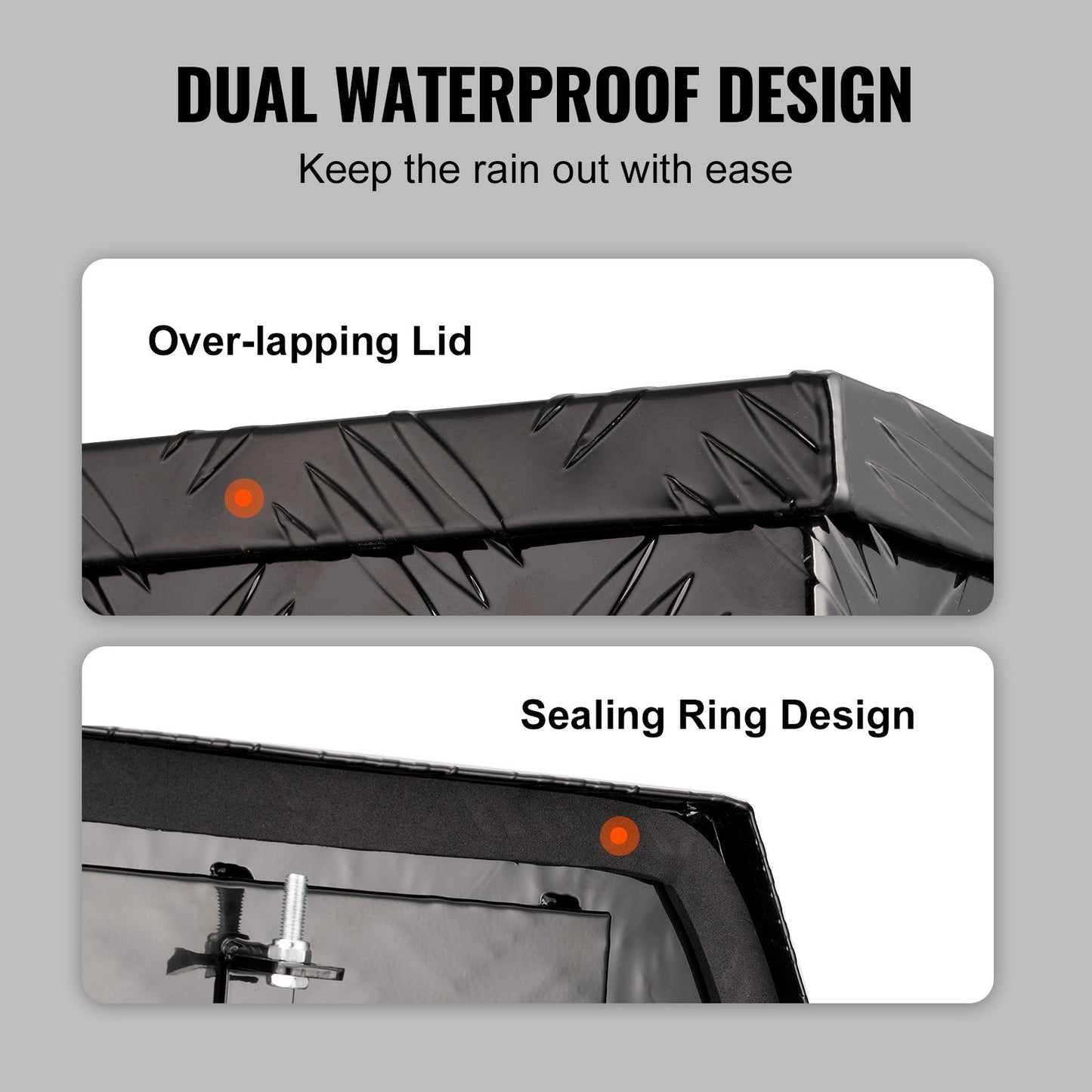 Släpvagns tunglåda, verktygslåda med aluminiumlegering och diamantplåt, kraftig släpvagnslåda med lås och nycklar, tunglåda för nyttosläp för pickup, husbil, släpvagn, 29"x16,2"x18"