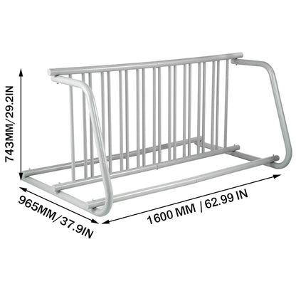 10 Holders Floor Bike Rack, 1.5m Length All-Steel Grid Bike Rack, 10-Bike Capacity Dual-Side Storage Stand for Garages Streets Yards Bike Events