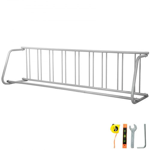 Floor Bike Rack, 9 Holders All-Steel Grid Bike Rack, 111" Length Single-Side Storage Stand, Sturdy Base and Used for Outside Occasions, Schools, Garages, Front Yards, Backyards, Bike Events