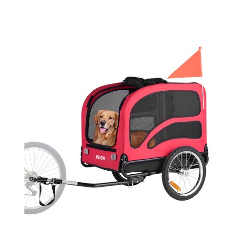 Dog Bike Trailer, Supports up to 45 kg, Pet Cart Bicycle Carrier for Small & Large Dogs, Easy Folding Frame with Quick Release Wheel, Universal Bicycle Coupler, Reflector, Flag, Internal Leash