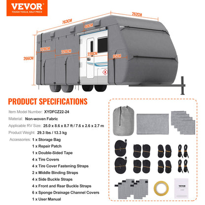 Husvagnsöverdrag 671,6-731,5 cm klass A husbilsöverdrag i non-woven tyg