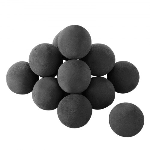 Ceramic Fire Balls, 76 mm 15 Pcs Round Fire Stones, Reusable Lava Rocks Indoor and Outdoor Use, Decorative Fire Pit Rocks for Propane/Gas Fireplace, Stove, Courtyard, Camping, Black