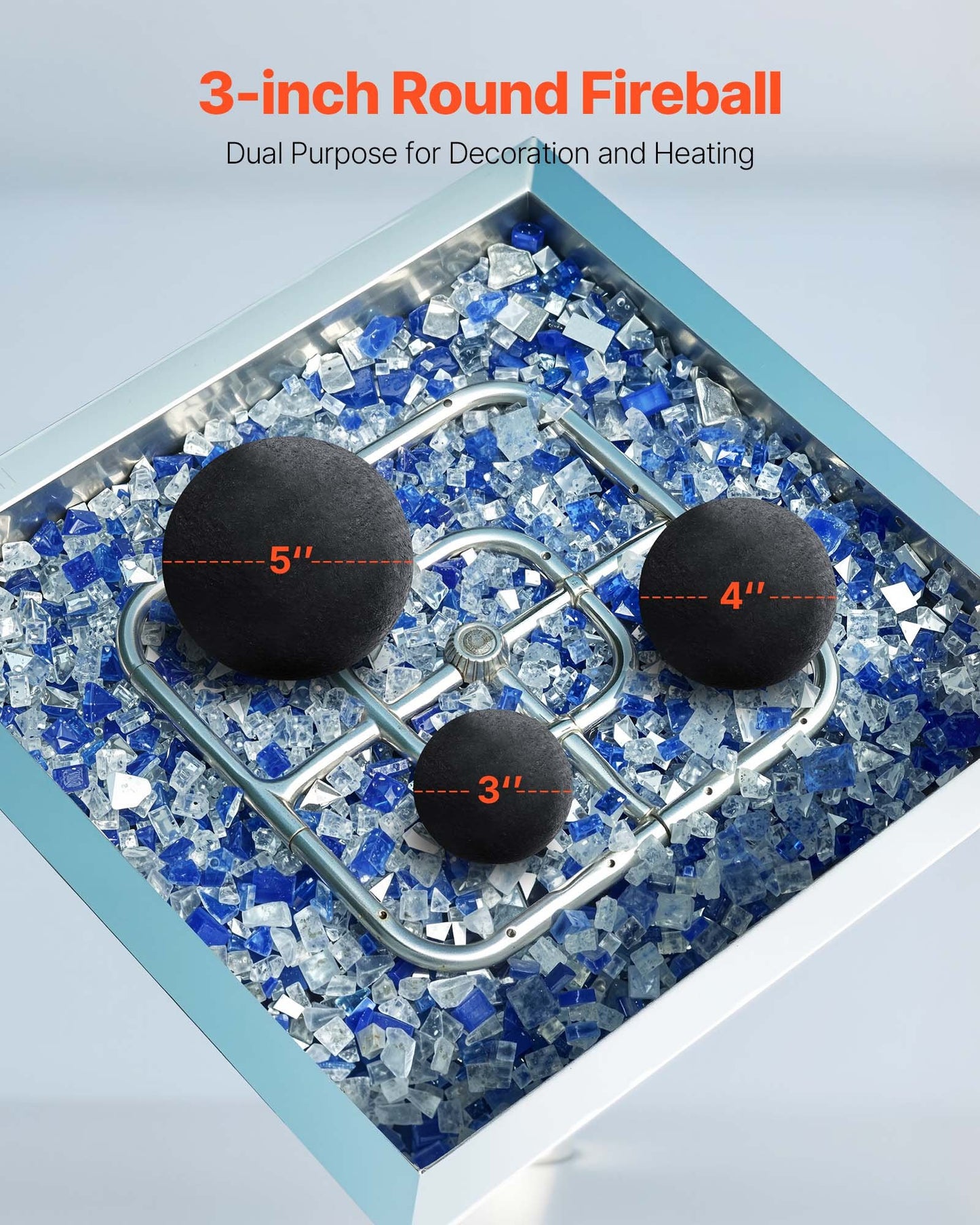 Ceramic Fire Balls, 76 mm 15 Pcs Round Fire Stones, Reusable Lava Rocks Indoor and Outdoor Use, Decorative Fire Pit Rocks for Propane/Gas Fireplace, Stove, Courtyard, Camping, Black