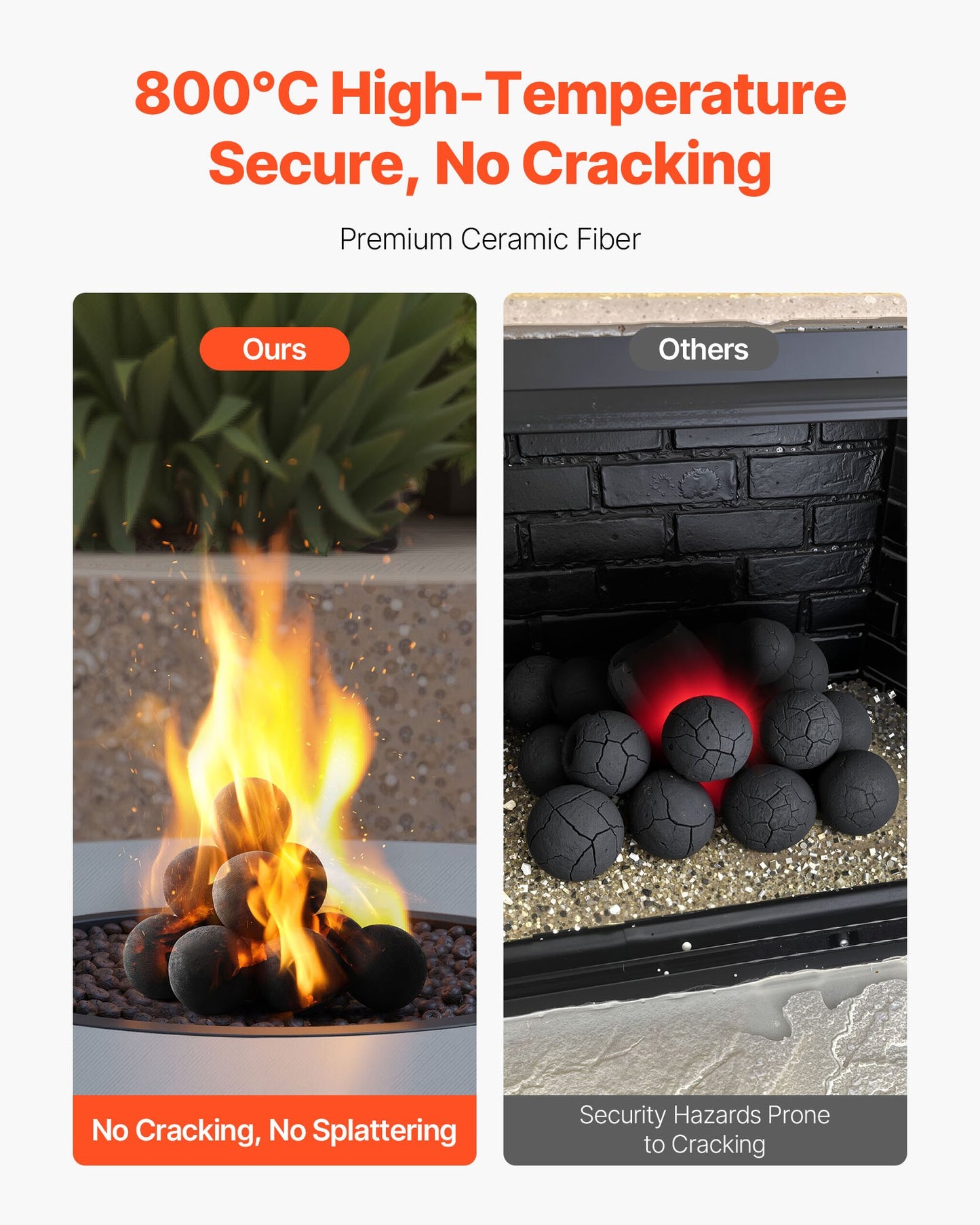 Keramiska eldklot, 100 mm 12 st runda eldstenar, återanvändbara lavastenar för inomhus- och utomhusbruk, dekorativa eldstenar för propan-/gaskamin, spis, gårdsplan, camping, svart
