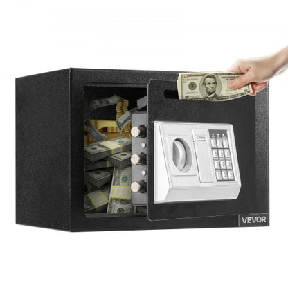 0.6 Cubic Feet Drop Safe, Drop Slot Safe Box with Password and Turn Knob, Heavy Duty Compact Cash Depository Box with a Front Lock Slot for Cash, Bank Slips, Jewelry, Documents, Bills, Black