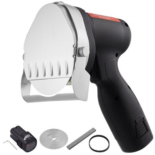 Electric Shawarma Knife, 80W Cordless Battery Professional Turkish Knife, Commercial Stainless Steel Gyro Cutter, Doner Kebab Meat Slicer with 2 Blades, Φ4"/100mm, 0-8mm Adjustable Thickness