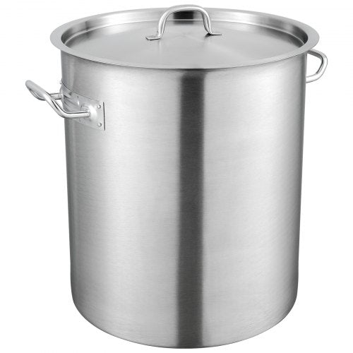 Stainless Steel Stockpot, 39.7 L Large Cooking Pots, Multipurpose Cookware Sauce Pot with Lid & Handle, Heavy Duty Commercial Grade Stock Pot, Sanding Treatment, for Large Groups Events Silver