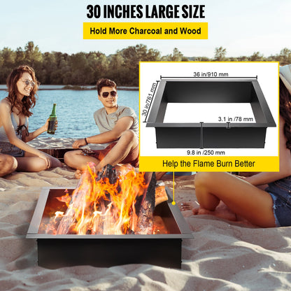 Eldgropsring, eldgropinsats med ytterdiameter 36 tum/innerdiameter 30 tum, eldring med tång, gör-det-själv-stålring och markeldgropsfoder för utomhusbruk, uteplats och bakgård