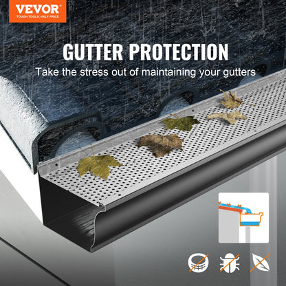 Gutter Guard, 152mm Width, Aluminum Leaf Filter DIY Gutter Cover, 26 PCS 264cm Total Length, 4mm Hole Diameter & 0.5mm Thick Raptor Gutter Guards Fits Any Roof or Gutter Type