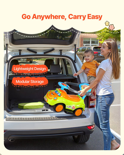 Ride On Push Car, Push Car for Toddler 19 to 36 Months, Around Buggy with Guardrails, Handle & Under-seat Storage, 25 kg Load Capacity, Foot-to-Floor Walker for Boys Girls, Green