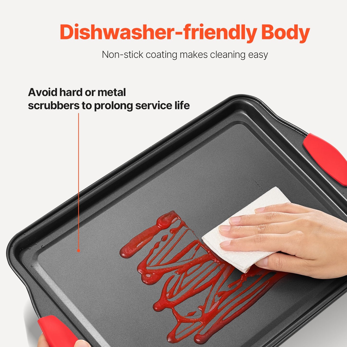 Baking Pans Set, 6-Piece, Nonstick Carbon Steel Cookware Sheets & Trays, Stackable Kitchen Oven Bakeware Cooking Sets with Silicone Handles, Easy to Clean, for Baking Cookie Cake Muffin Bread