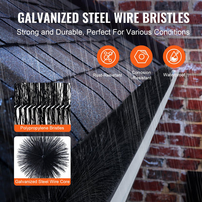 Rännborste, 24 meter total längd, 11,5 cm diameter, rännrengöringsverktyg, marknivå rännborste lövskydd för 13 cm hängrännor, enkelt att ta bort löv och skräp från taket, 27-pack