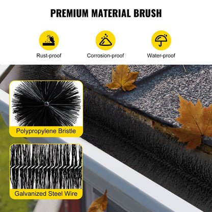 Gutter Guard Brush With 15 FT Length Bristle, 4.33\"(Dia) Gutter Brush Leaf Guard Fit for 5 Inches Gutter, Galvanized Steel Wire Gutter Brush, No Tools, DIY Gutter Leaf Guard for Keep out Debris