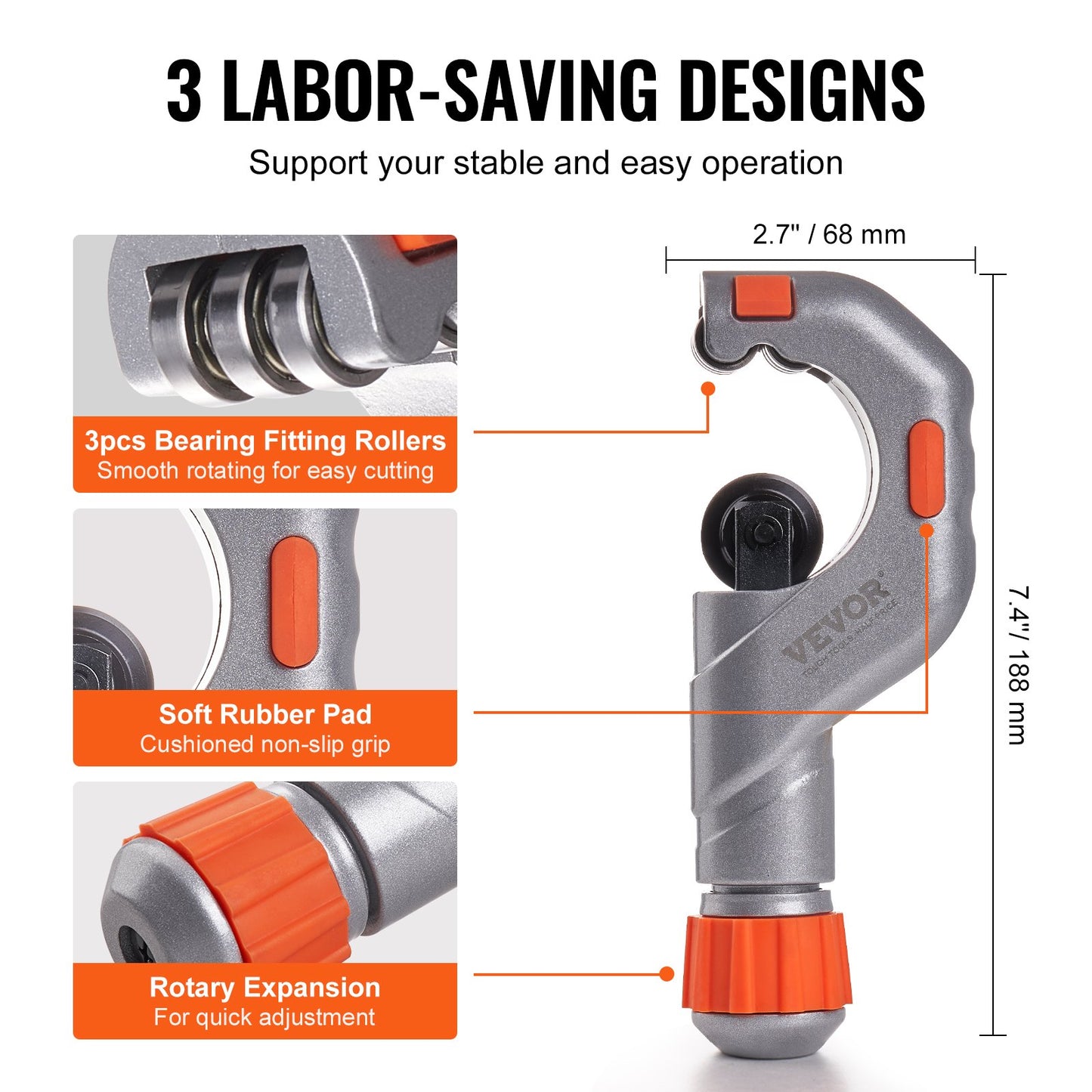 3PCS Tubing Cutter Set - Heavy Duty Pipe Cutter 3/16"-2"OD, Mini Tube Cutter 1/8"-7/8" & Deburring Tool, Professional Ultimate Pipe Cutter Set for Stainless Steel, Copper, Aluminum, Plastic Pipe