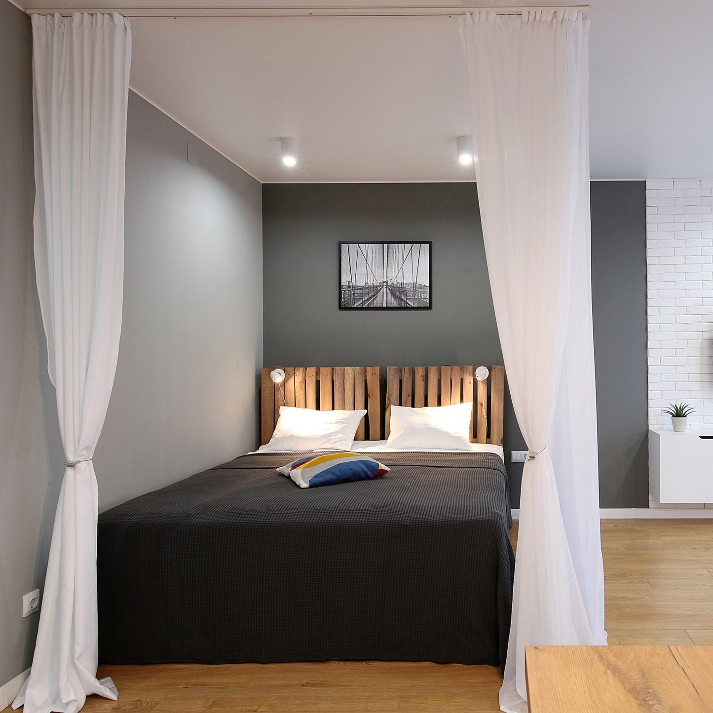 Ceiling Curtain Track Set, 5.9 FT/1.8 Meter, Sliding Ceiling Track System for Curtains, Room Divider Curtain Track Ceiling/Wall Mounted for Living Room Bedroom with Hooks and Hardware, White