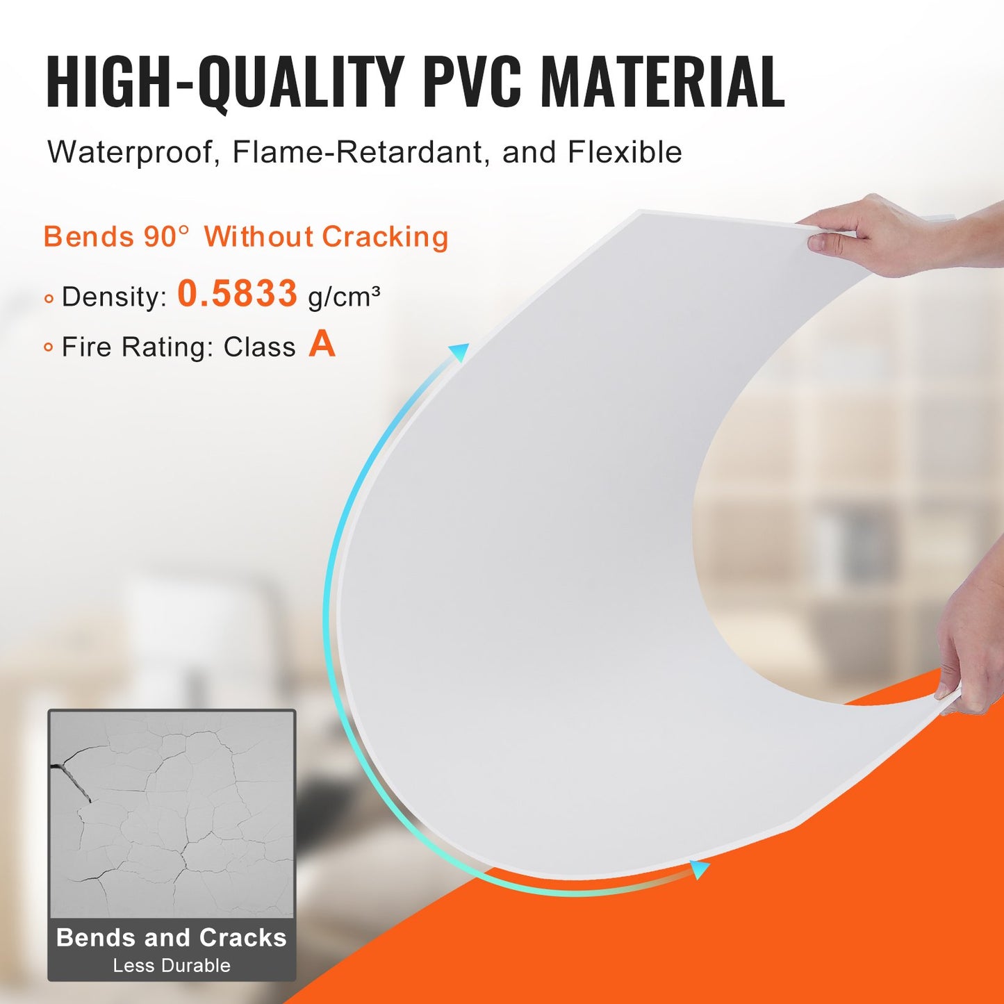Ceiling Tiles, 10-Pack 24 x 24 in, Drop Ceiling Tiles Premium PVC Foam Sheet, Fire-Rated & Good Flexibility & Easy Installation, Ceiling Covering for Home/Office Decoration, Smooth White