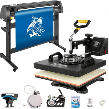 5 In1 Heat Press 38.1 x 38.1 cm Transfer Cap 134.6 cm Vinyl Cutter Plotter Cutting 3 Blades