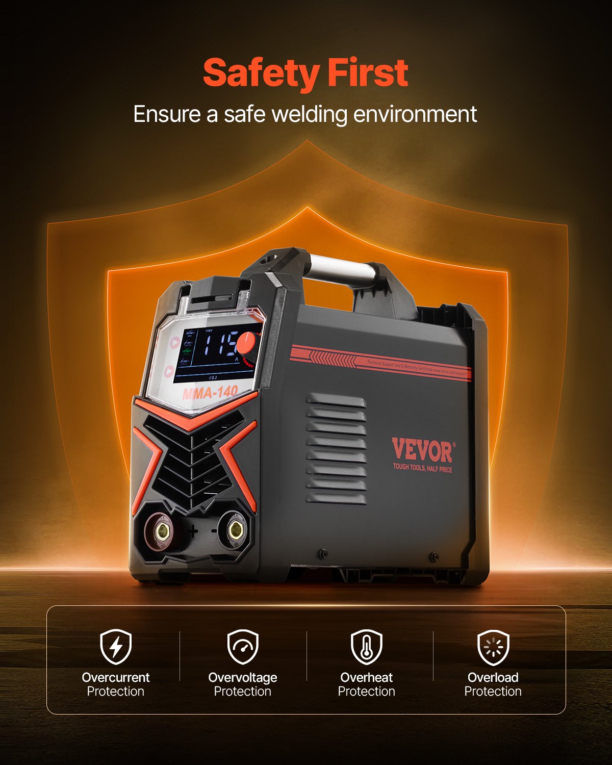 MMA Welder, 140A 4-in-1 Welding Machine - MMA (Stick)/DC Pulse MMA/DC Pulse TIG/Lift TIG, LED Display Electric Welder Machine with Synergic Control, IGBT Inverter, Hot Start