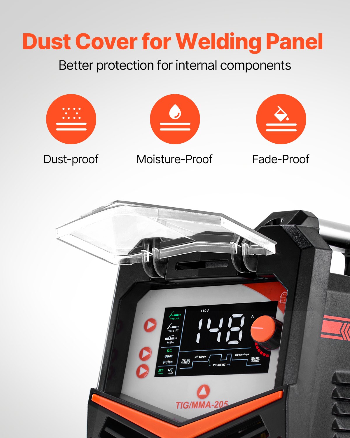 TIG Welder, 205A 3-In-1 Welding Machine (Large LED Display)- DC TIG/DC Pulse TIG/MMA(Stick), Electric Welder with IGBT Inverter High-Frequency Start