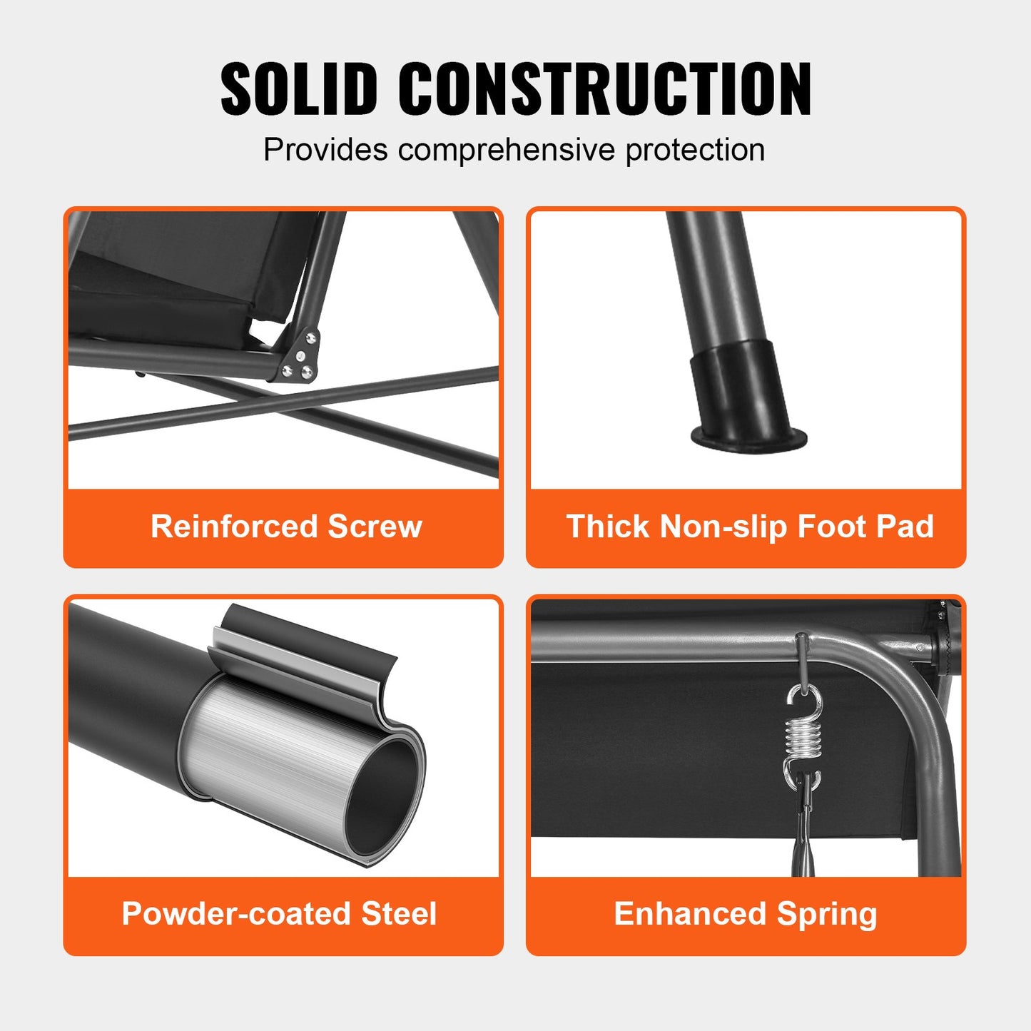 2-sitsig gungstol för uteplats, utomhusgunga med justerbart tak, verandagunga med förvaringsväska och roterande bricka, ram i oxfordtyg och legerat stål, för balkong, bakgård, pool, svart