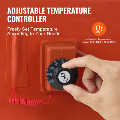 208,2 l metalltrumvärmare 1200 watt 25,4 cm bredd, 30-150°C justerbar