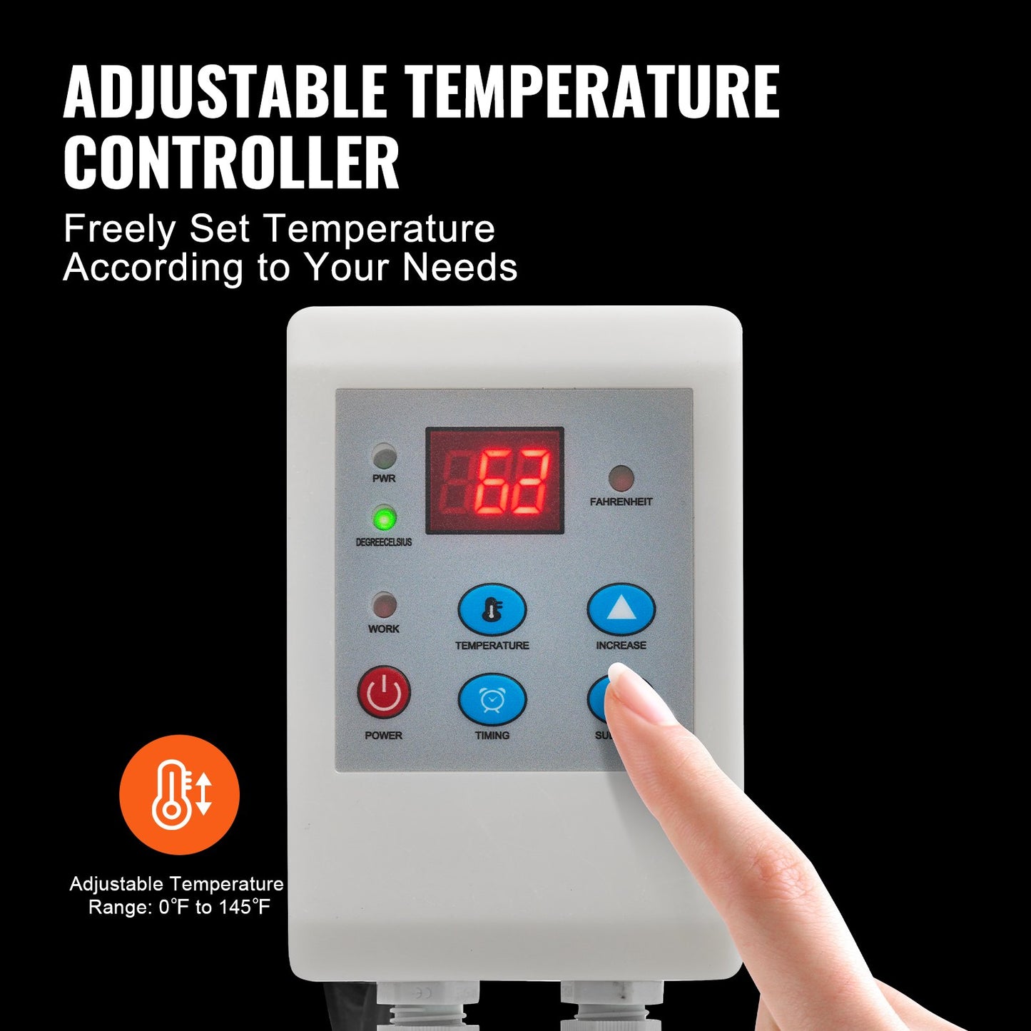 208,2 l metallfatvärmare 1300 W 0-63 °C justerbar med oberoende termostat