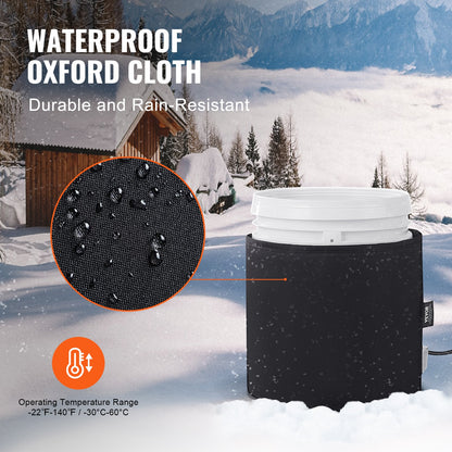 18.93 L Metal Drum Heater 250W 0-63°C Adjustable w/ Independent Thermostat