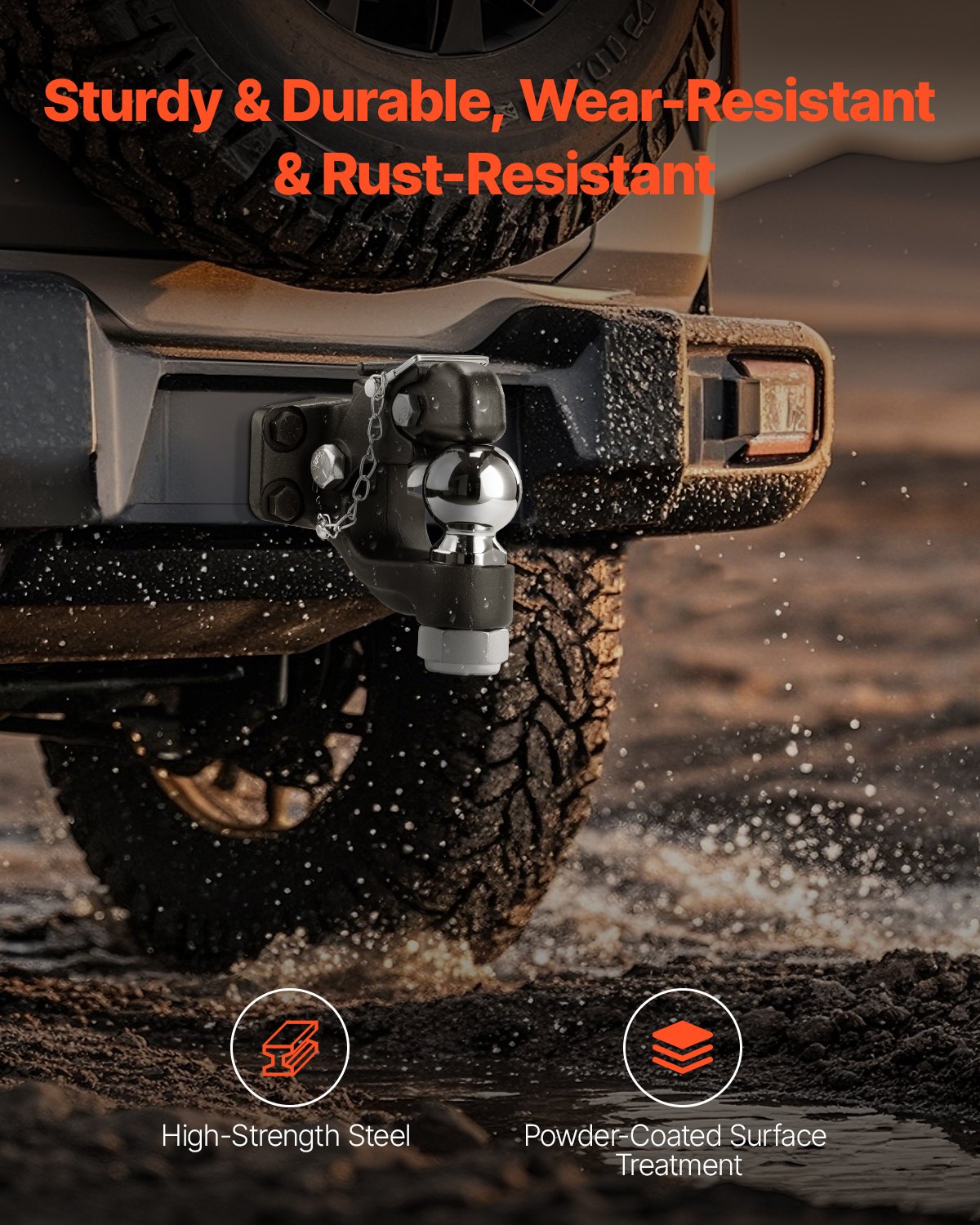 Dragkrok, 13600 kg dragkapacitet, dragkrok med kombinationskrok 6,5/40 cm dragkula, passar 6,5 till 7,5 cm lunettring med monteringssats, slitstark, svart pulverlackering