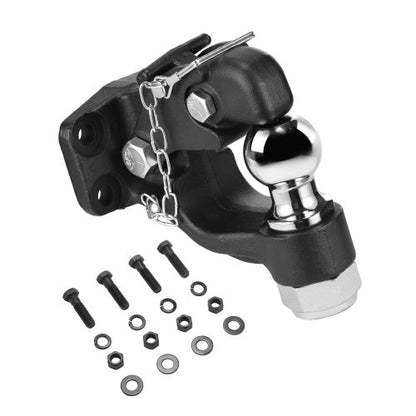 Pintle Hook, 20000 lbs Towing Capacity, Trailer Hitches Receiver Hook Combination 2-inch Hitch Ball, Fits for 2.5 to 3-inch Lunette Ring with Mounting Kit, Wear-resistant, Black Powder Coat