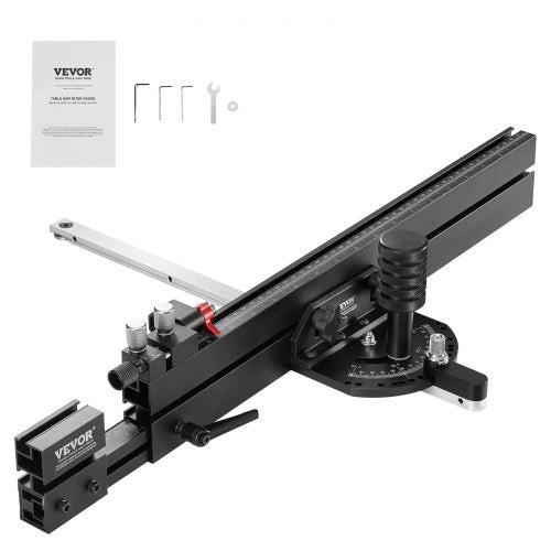 Precisionsgeringsmått, standardspår 19 x 9,5 mm, geringsmått i aluminiumlegering med 48–89 cm galler, 15 vinkelstopp, justerbar fjäderbelastad kolv och avtagbar skiva, för träbearbetning