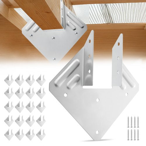 Hurricane Ties for Rafter, Inner Size 5.31x1.57x2.48 in / 135x40x63 mm, Heavy Duty Hurricane Straps, Heavy Duty Rafter Ties Brackets Joist Hangers for Roof Beam Wooden Construction, 25 Pcs