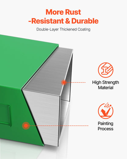 Ballastlåda, 3-punkts kategori 1 traktorballast med 800 lbs kapacitet, för 2-tums dragkrokfäste, kraftigt stål 4,3 ft³ storvolym lastarredskap med skjutdörr, grön
