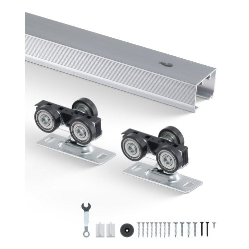 Sliding Pocket Door Hardware Track Kit, 4.73 ft Heavy Duty Pocket Door Hardware Kit, Commercial Grade Pocket Door Hardware and Track Set for 24"-30" Wide Single Door, Smoothly and Easy to Install