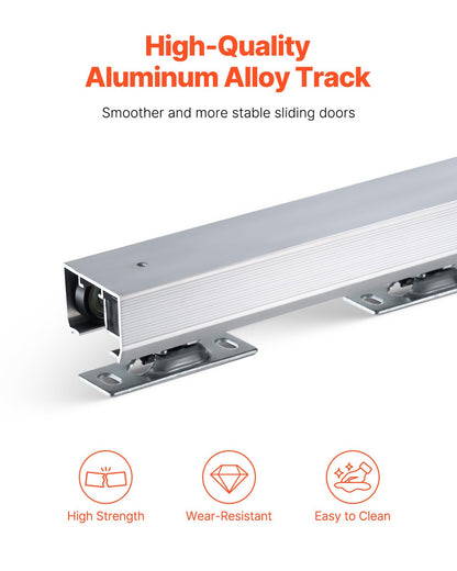 Sliding Pocket Door Hardware Track Kit, 4.73 ft Heavy Duty Pocket Door Hardware Kit, Commercial Grade Pocket Door Hardware and Track Set for 24"-30" Wide Single Door, Smoothly and Easy to Install