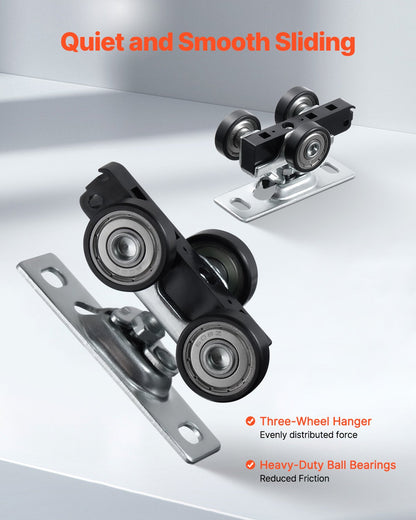 Sliding Pocket Door Hardware Track Kit, 4.73 ft Heavy Duty Pocket Door Hardware Kit, Commercial Grade Pocket Door Hardware and Track Set for 24"-30" Wide Single Door, Smoothly and Easy to Install