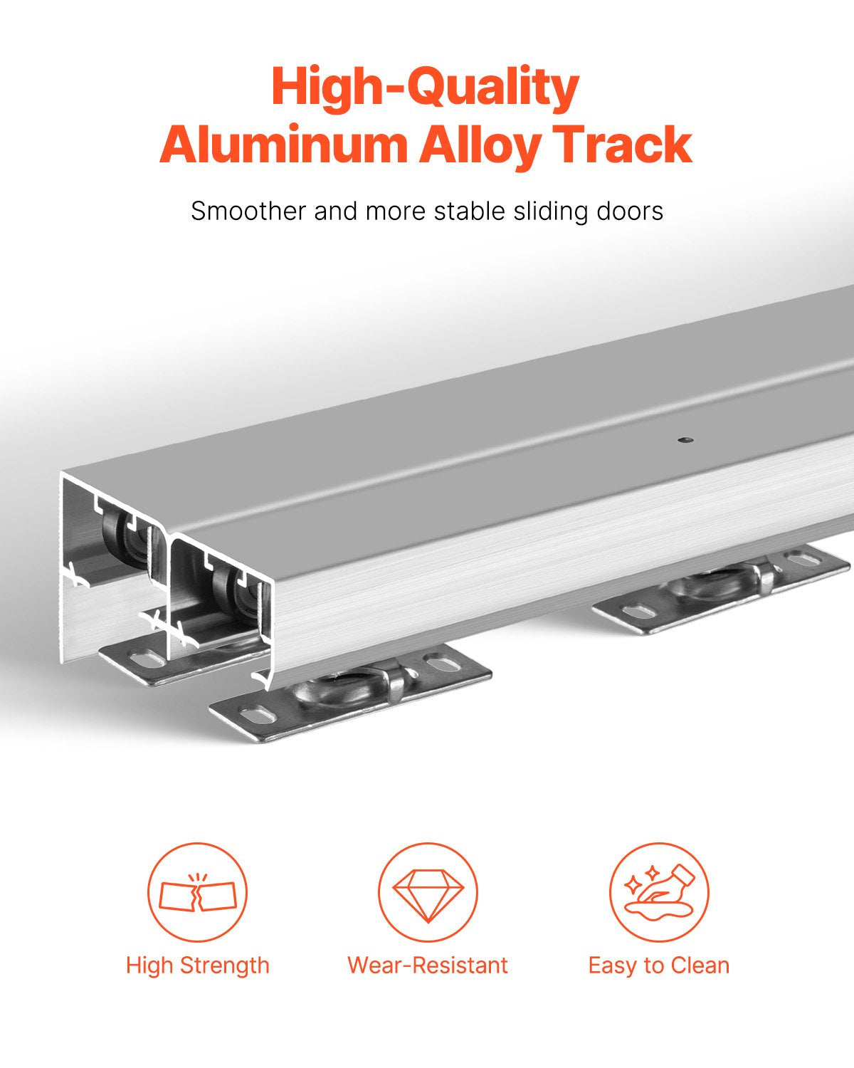 Bypass-dörrbeslag, 1,5 m kraftig bypass-skjutdörrsbeslagsats, skjutdörrsbeslag i aluminiumlegering för 2-dörrssystem, passar dörrtjocklek 3,8 cm - 3,8 cm, enkel att installera