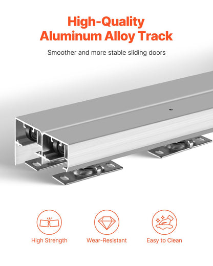 Bypass-dörrbeslag, 1,5 m kraftig bypass-skjutdörrsbeslagsats, skjutdörrsbeslag i aluminiumlegering för 2-dörrssystem, passar dörrtjocklek 3,8 cm - 3,8 cm, enkel att installera