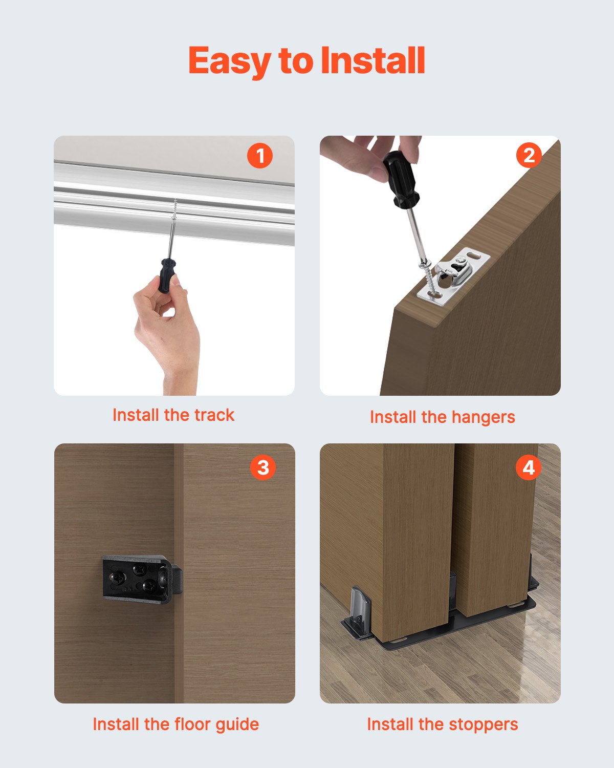 Bypass-dörrbeslag, 1,5 m kraftig bypass-skjutdörrsbeslagsats, skjutdörrsbeslag i aluminiumlegering för 2-dörrssystem, passar dörrtjocklek 3,8 cm - 3,8 cm, enkel att installera