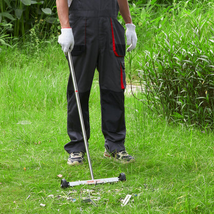 Magnetisk sopmaskin med hjul, 15-tums minimagnetisk sopmaskin, 3,6 kg kapacitet, justerbart handtag, lätt magnetisk uppsamlingssopmaskin för att plocka upp spikar och skruvar, enkel rengöring av verkstadsgaraget