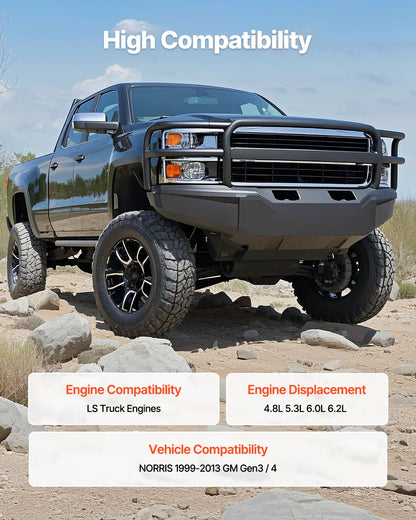 LS Truck Cam Kit, Cast Iron Cam Replacement Kit with Springs & Valve Seals, Compatible with 1999-2013 GM Gen3/4 Norris Trucks, Fits 4.8L, 5.3L, 6.0L, 6.2L LS Engines, OE 12625437 SP011-16