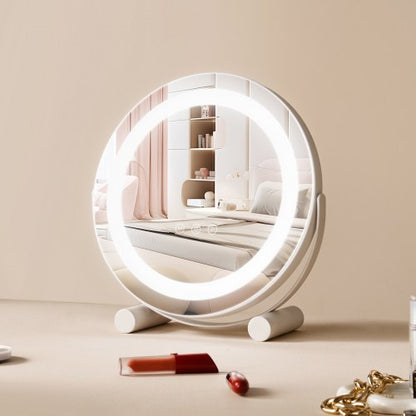12” Vanity Mirror With Lights, LED Makeup Mirror 3 Color Lighting Modes, with 5X Magnification Mirror, Smart Touch Control, 360°Rotation,Round Lighted Makeup Mirror for Bedroom Tabletop (White)