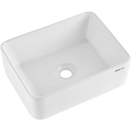 Rectangle Vessel Sink, 16" x 12" Bathroom Vessel Sink Countertop, White Ceramic Bathroom Sinks Above Counter, Modern Style, Bright and Elegant, Well-Packaged for Bathroom, Hotel, Toilet, RV