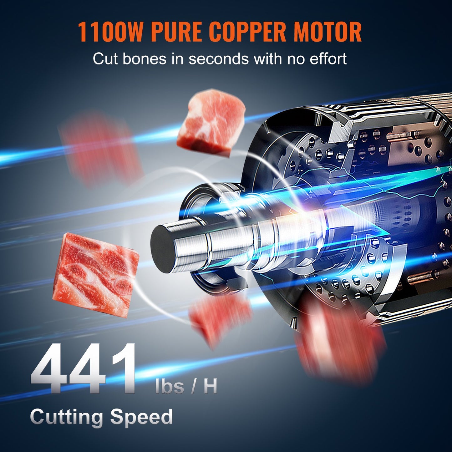 Kommersiell elektrisk köttbandsåg, 1100W rostfritt stål bensågmaskin för bänkskiva, arbetsyta 19,3" x 15", 0,16-7,9 tum skärtjocklek, fryst köttskärare med 5 blad för revbensspjäll, fläsk och nötkött