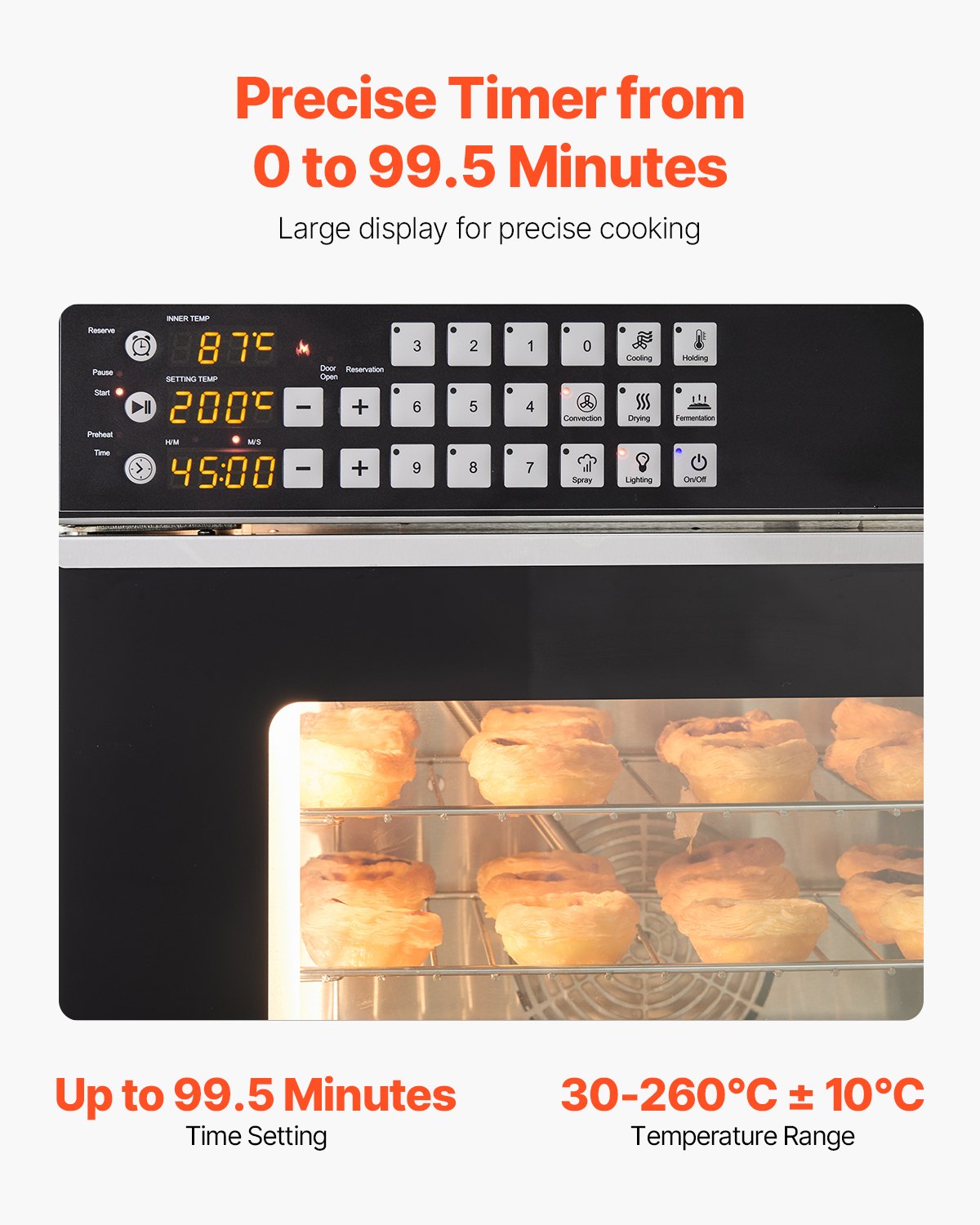Commercial Convection Oven, 58L Conventional Oven Countertop, 2800W 4-Tier Toaster Oven with Tempered Glass Door, Wire Racks Clip Tray Gloves, Stainless Steel Electric Baking Oven for Restaurant