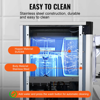 Commercial Ice Cream Machine, 12 L/H Yield, 1295W Single Flavor Countertop Hard Serve Ice Cream Maker, 4.5L Stainless Steel Cylinder, LED Panel Auto Clean Pre-cooling, for Restaurant Snack Bars