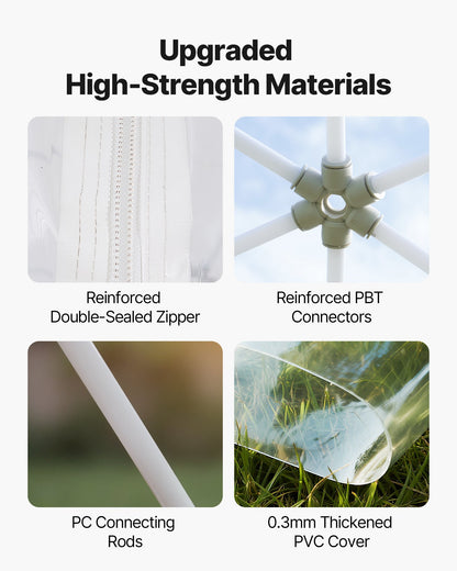 Trädgårdskupoligloo, 4,5 x 2,7 m utomhustält med genomskinligt bubbel för 4-7 personer, väderbeständigt geodesiskt kupolväxthus med fönster, PVC-iglootält för uteplatser, camping, fest, bröllop