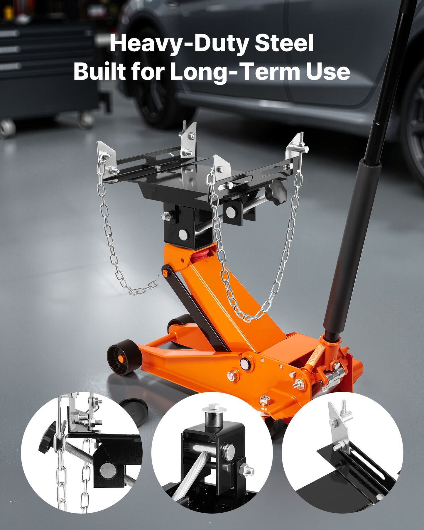 Transmission Jack Adapter, 1100 lbs / 0.5 Ton Load Capacity Automotive Transmission Lift Adapter, Heavy-Duty Steel, for Floor Jack with 30.48 mm Detachable Saddle Shaft, for Garage, Repair Shop