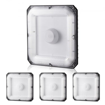 4-pack LED-taklampor, 80W, 8800LM 5000K dagsljus kommersiella industriella utomhustaklampor, 256mm x 256mm ytmonterad takbelysning för bensinmack, lager, garage, gatubutik, IP65