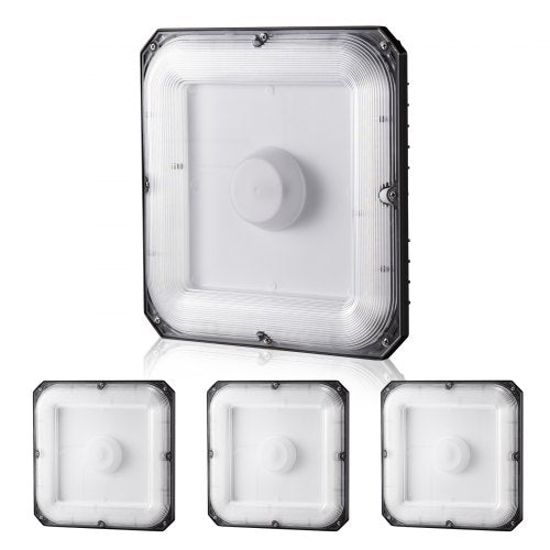 4 Pack LED Canopy Lights, 80W, 8800LM 5000K Daylight Commercial Industrial Outdoor Canopy Lights, 256mm x 256mm Surface Mount Ceiling Lighting for Gas Station Warehouse Garage Street Shop, IP65