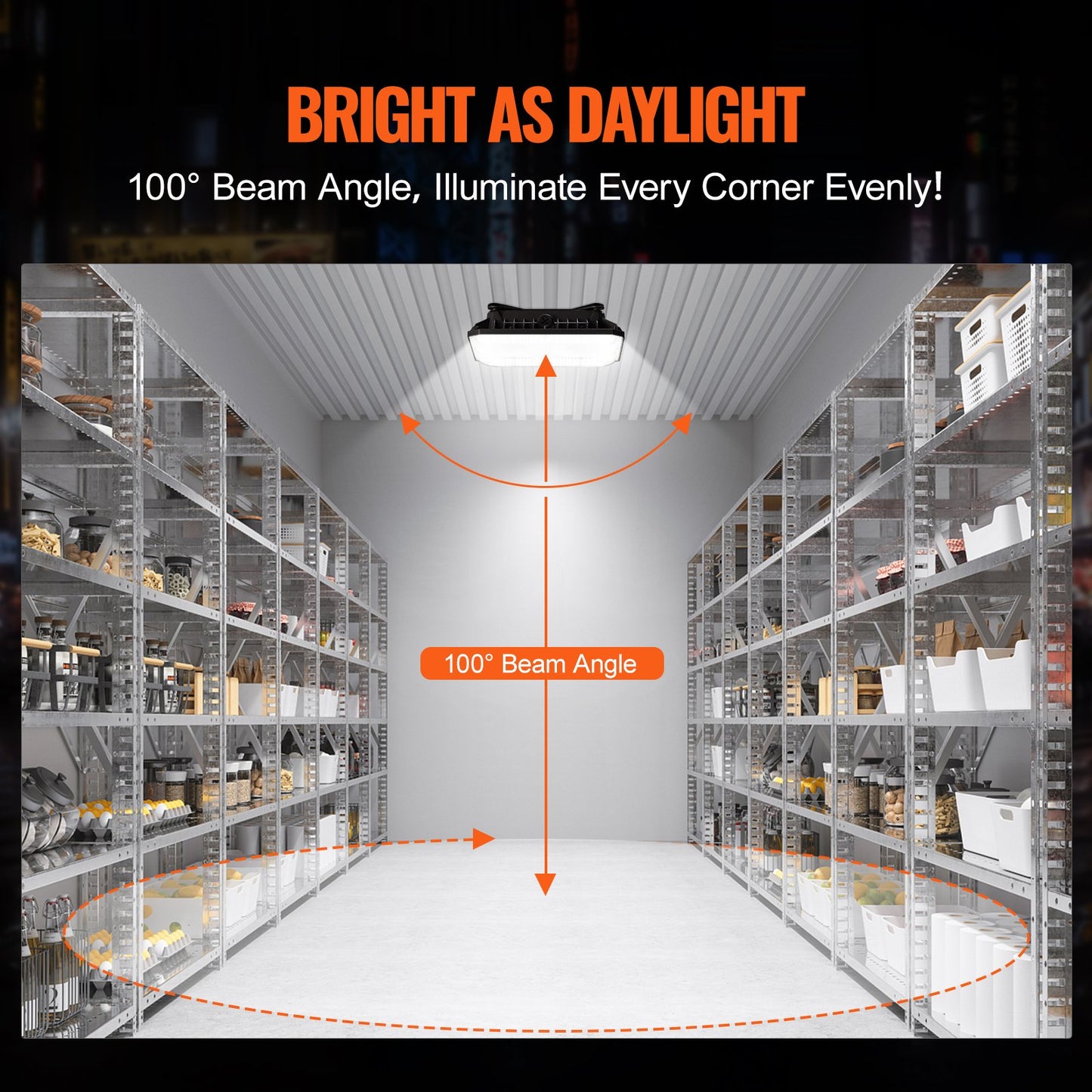 4-pack LED-taklampor, 80W, 8800LM 5000K dagsljus kommersiella industriella utomhustaklampor, 256mm x 256mm ytmonterad takbelysning för bensinmack, lager, garage, gatubutik, IP65